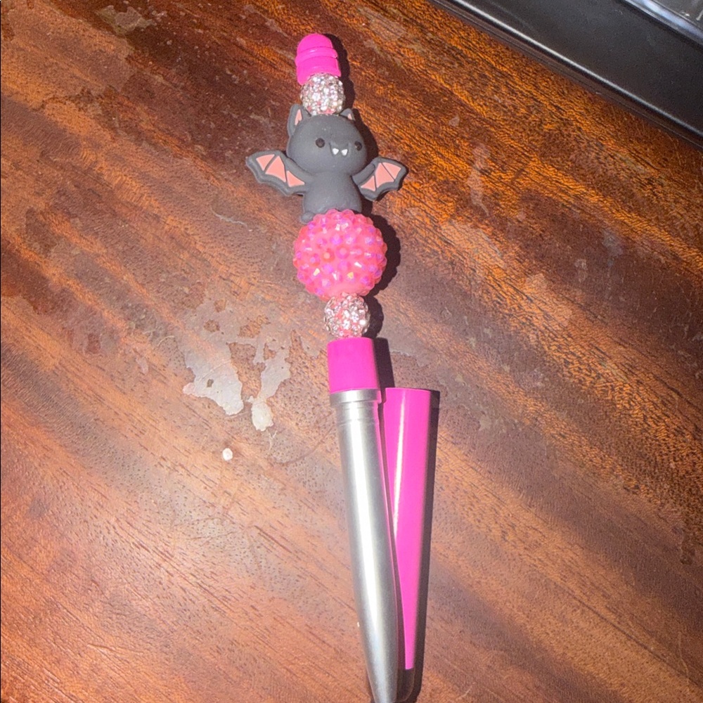 Pink and Silver Bat Stylus Pen